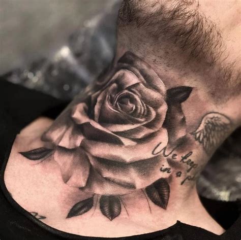 rose neck tattoo|realistic rose tattoos.